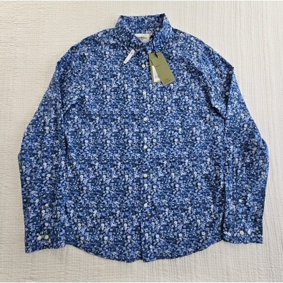 Blue Floral Shirt Men's L Slim Fit Long Sleeve Button-Down NEW Goodfellow NWT - Picture 1 of 15